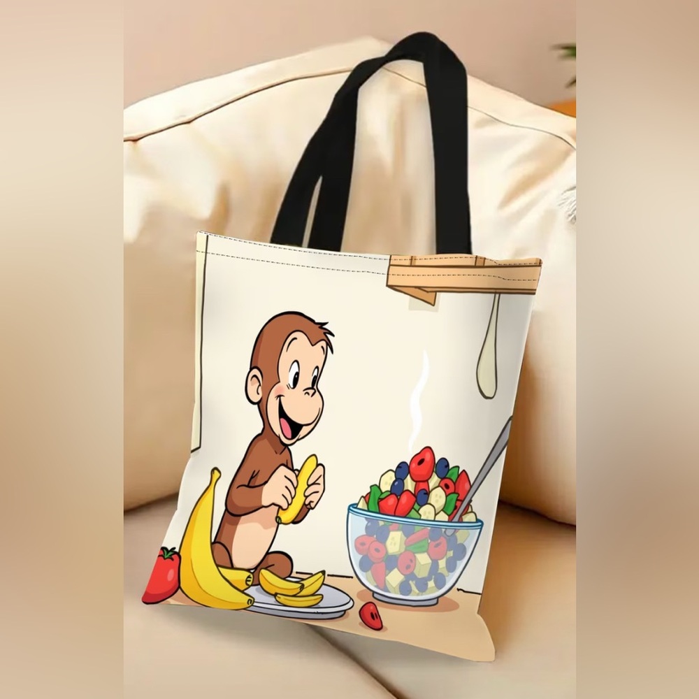 Curious George Party Tote Bag - Black and Cream 13 x 15